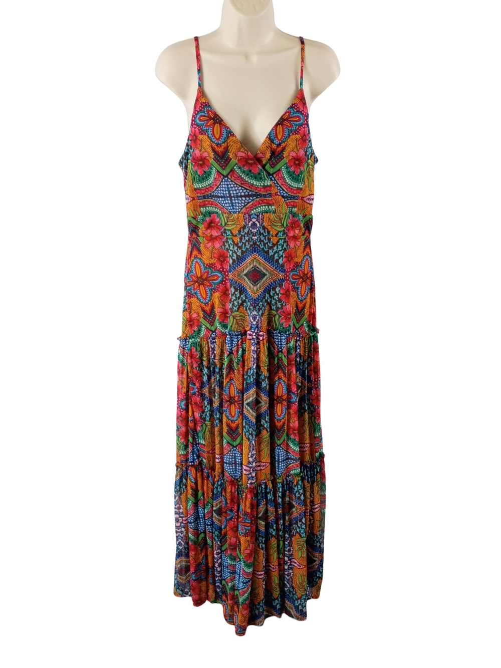 Just...Taylor Vibrant Multi-Print Spaghetti Strap Maxi Dress
